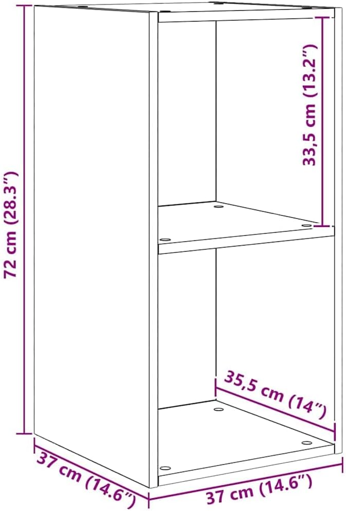 vidaXL TV-Schränk mit Regal Wandmontiert mit Speicher Altholz 37 x 37 x 72 cm Holzwerkstoff 72 cm Al