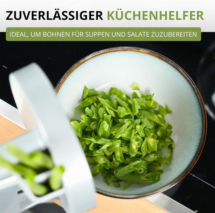 Westmark Bohnen-Schneider mit 2 Schneidöffnungen und Schraubzwinge zur Tischmontage, Rostfreie Edels