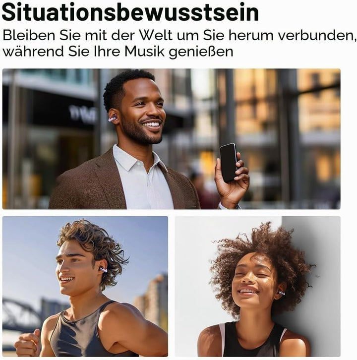 QCY Crossky C30 Open Ear Kopfhörer,Kabellose Bluetooth 5.4 Clip On Kopfhörer,4 Mikrofon ENC Geräusch