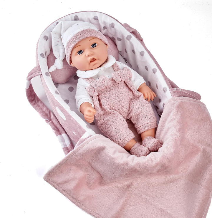 Enjoyin 30 cm Babypuppe Geschenkset mit Zubehör, Kleider, Baby-Puppentrage, puppenbett, Schnuller, D