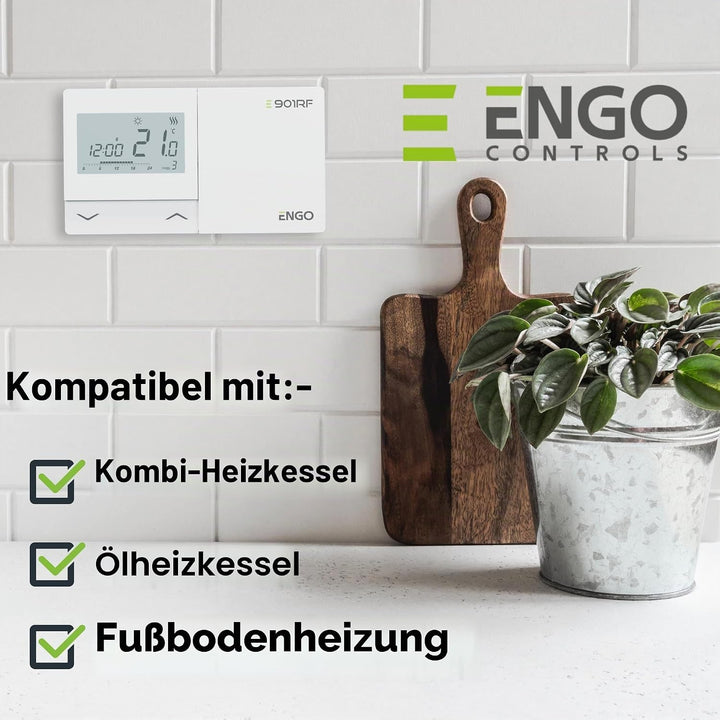 ENGO E901RF Wireless Thermostat 7 Tage Programmierbar Zentralheizungsregler Gas Öl Kombi Boiler Ther