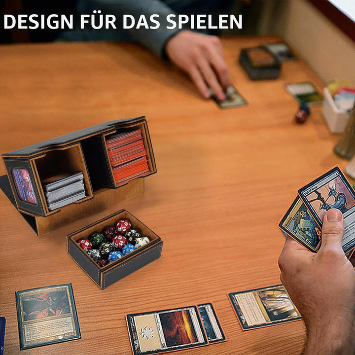 AFIING MTG Commander Kartenbox, 3-in-1 Karten-Aufbewahrungsbox für 200+ doppelt gesleevte Karten, Ma