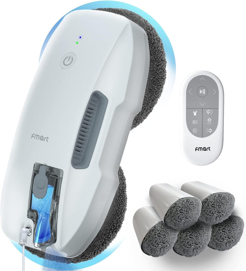Fmart Fensterreiniger, fensterputzroboter mit Wasserstrahl, 3800pa Starke Saugkraft, mehrfacher Sich
