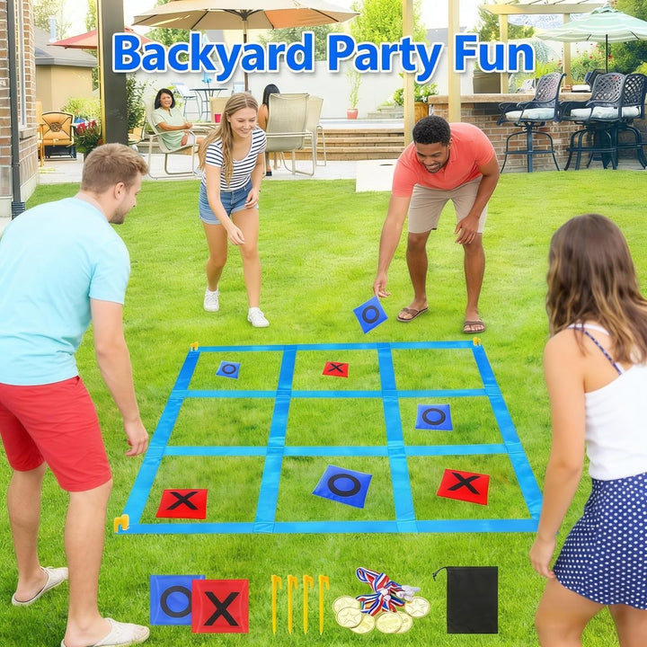 Riesiges Tic Tac Toe 1.2m Outdoor Spielset mit Sitzsäcken – Sackwerfen Spiel für Garten, Strand & Ca