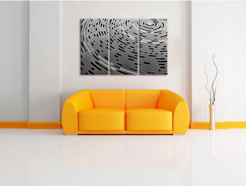 Pixxprint Monocrome, Abstrakte Schallplatte, Love Music 3-Teiler Leinwandbild 120x80 Bild auf Leinwa