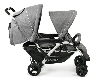 CHIC 4 BABY - Geschwisterwagen DUO mit Tragetasche und Regenschutz, Geschwisterkinderwagen für zwei