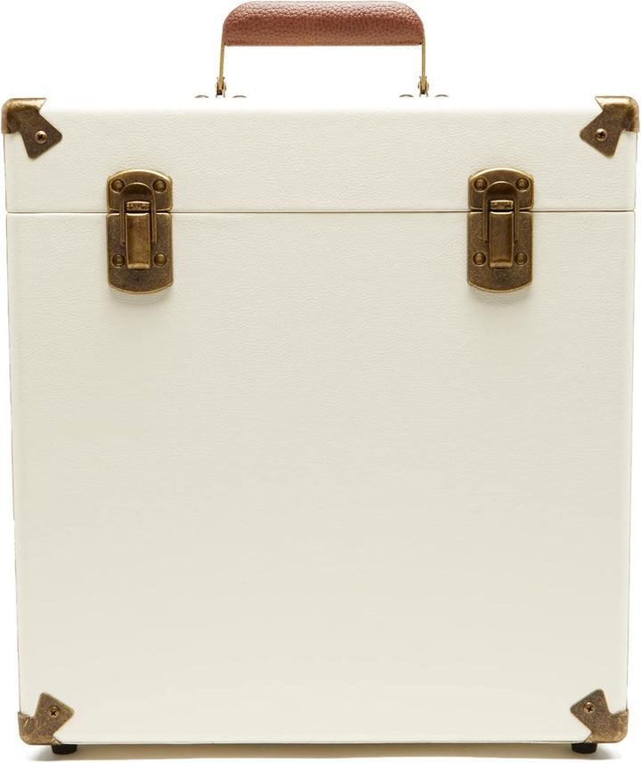 GPO CASE12 Tragbares Aufbewahrungsbox für 12" Schallplatten (für bis zu 30 Vinyl-Schallplatten), Cre