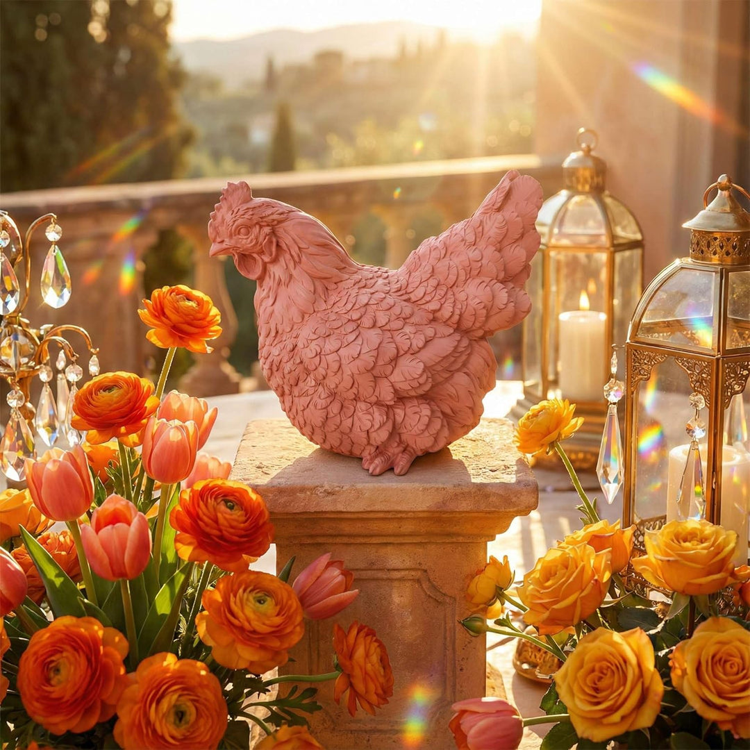 colourliving Deko Hühner DekoDiven einzigartige Huhn Deko für Haus & Garten (Tequila Sunrise, sitzen