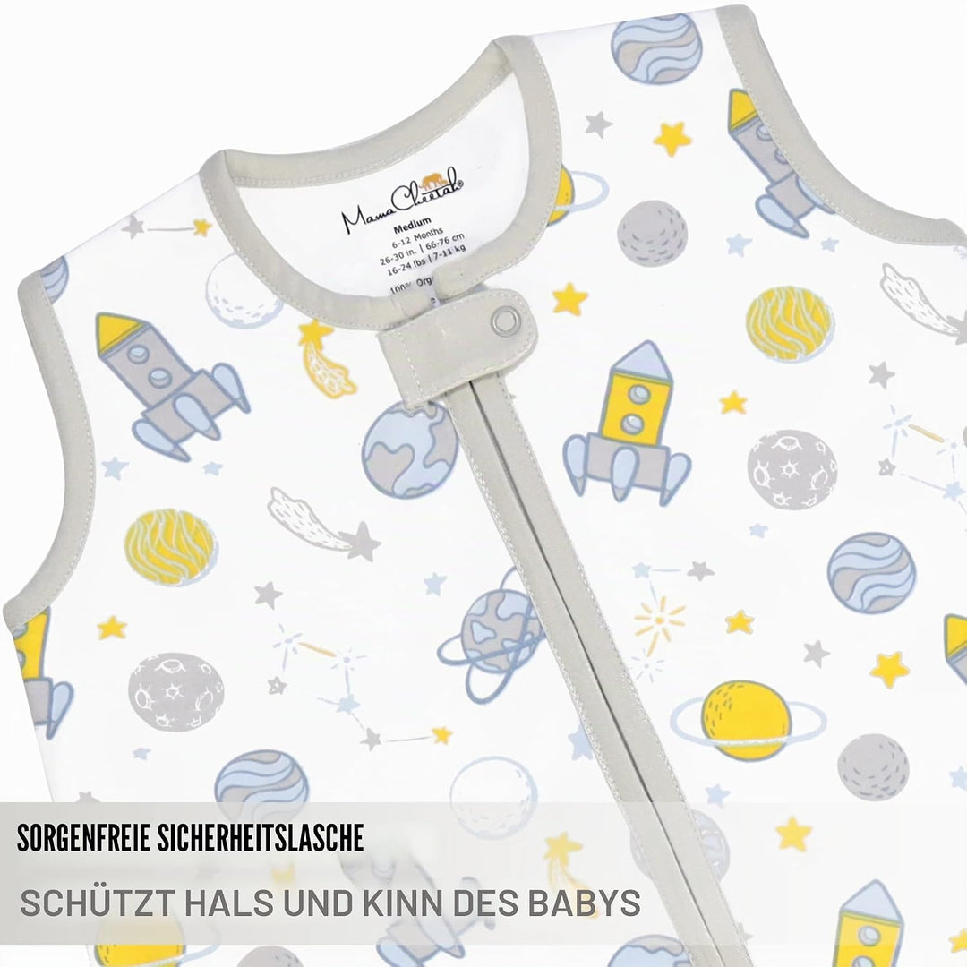 Baby Schlafsack, 0.5 TOG 100% Bio-Baumwolle, Ideal für den Sommer, Sommerschlafsack für Jungen und M
