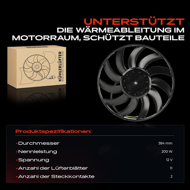 Frankberg Lüfter Motorkühlung Kühlerlüfter Kompatibel mit A4 8E2 B6 1.6L-2.0L 2000-2004 A6 4B2 C5 2.