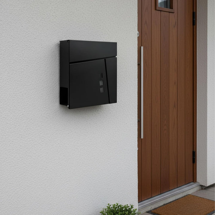 Relaxdays Briefkasten mit Zeitungsfach, HBT: 37,5 x 37 x 10,5 cm, DIN C4, wetterfest, 4 Schlüssel, P
