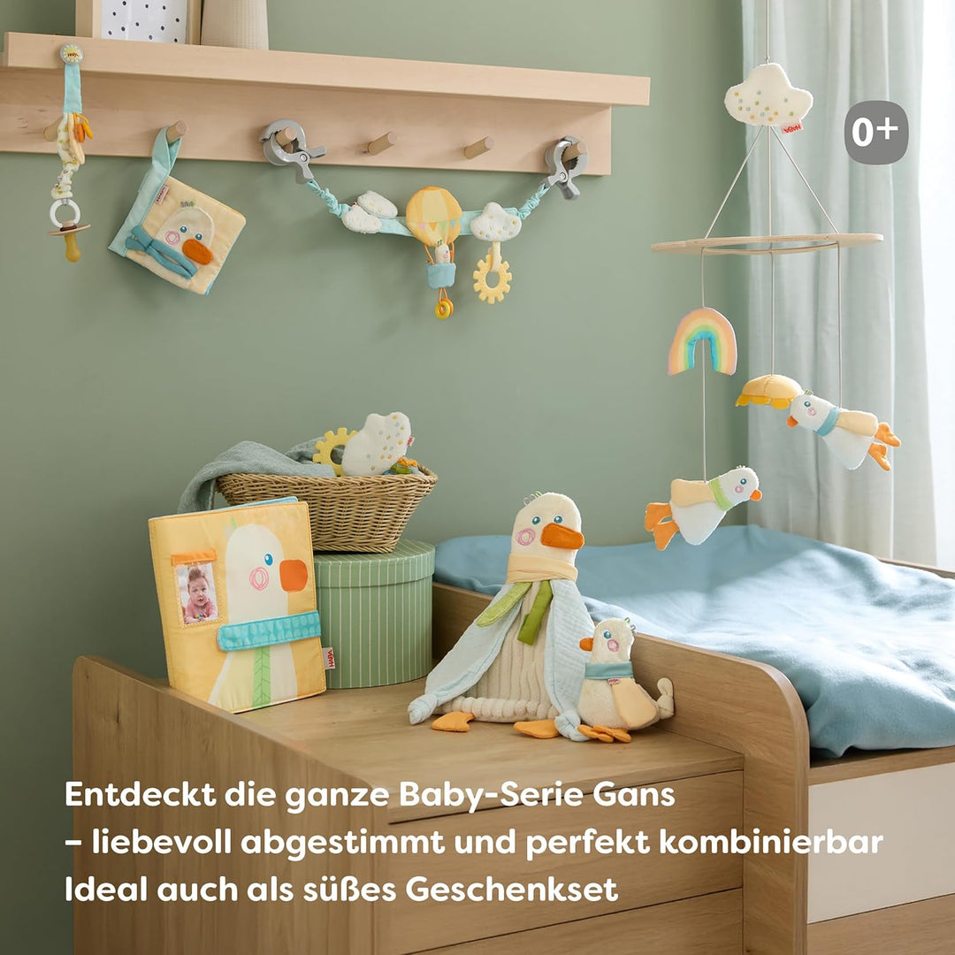 HABA Mobile Gans – Baby-Mobile aus Holz & Stoff, Baby Spielzeug zum Entdecken und Schauen, für Klein