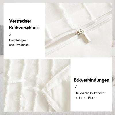 AShanlan Boho Bettwäsche 200x200 Weiss Getuftet Stickerei Gestreift Bohemian Style Bettbezug Super W