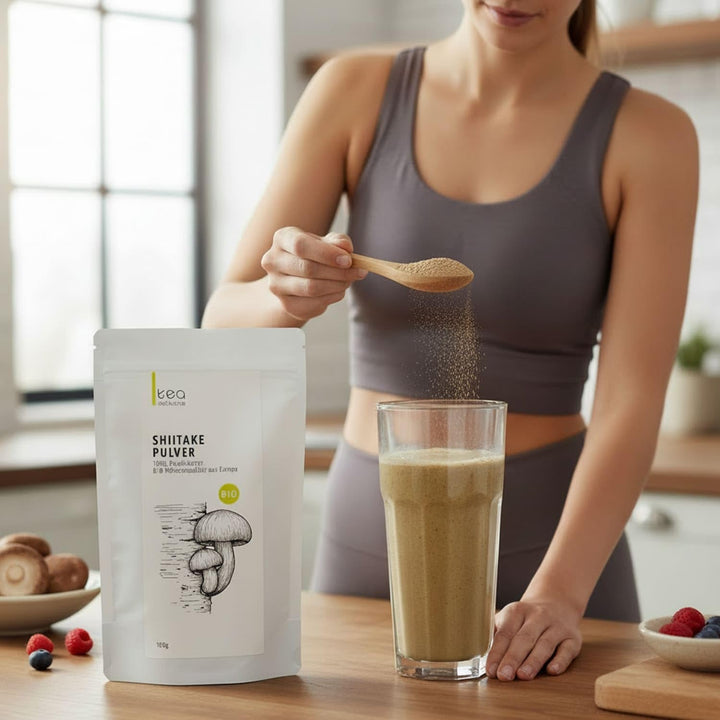 Bio Shiitake Pulver - 100% Fruchtkörper aus Europa – Vitalpilz Pilzpulver, fein gemahlen im Shellbro