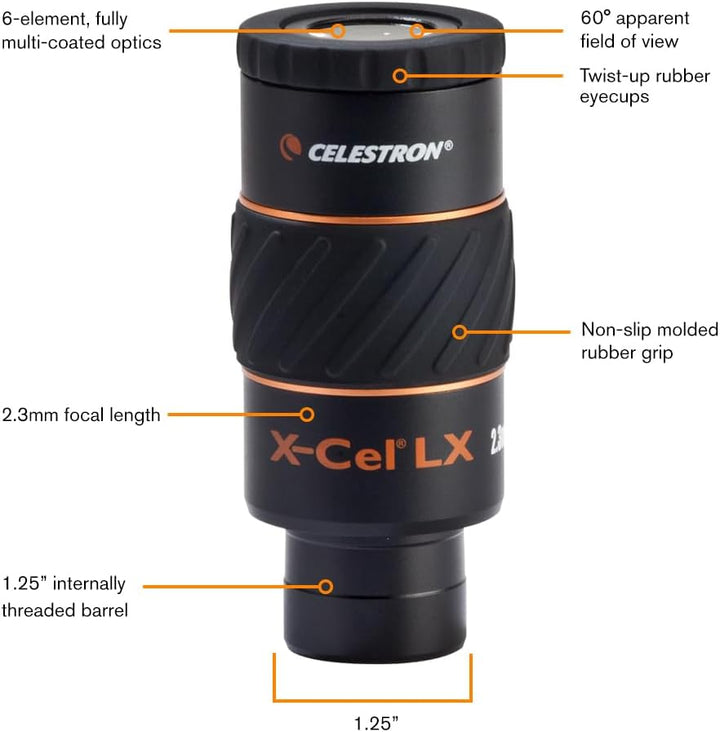 Celestron X-Cel LX Serie – 1,25'' Okular, 2,3 mm 2.3 mm, 2.3 mm
