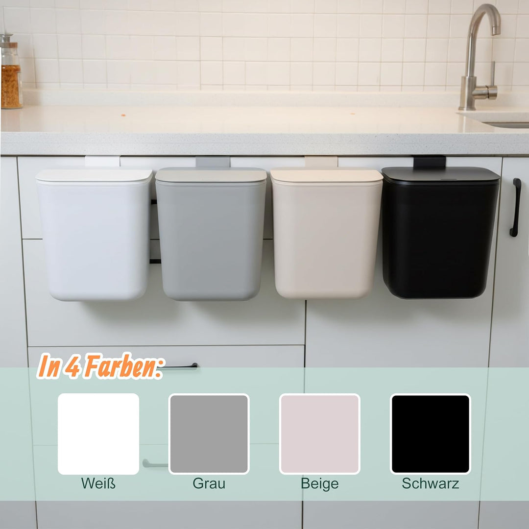 Relaxdays Küchenmülleimer, 9 L, hängender Komposteimer, für Biomüll & Restmüll, Türmüllbehälter, Kun