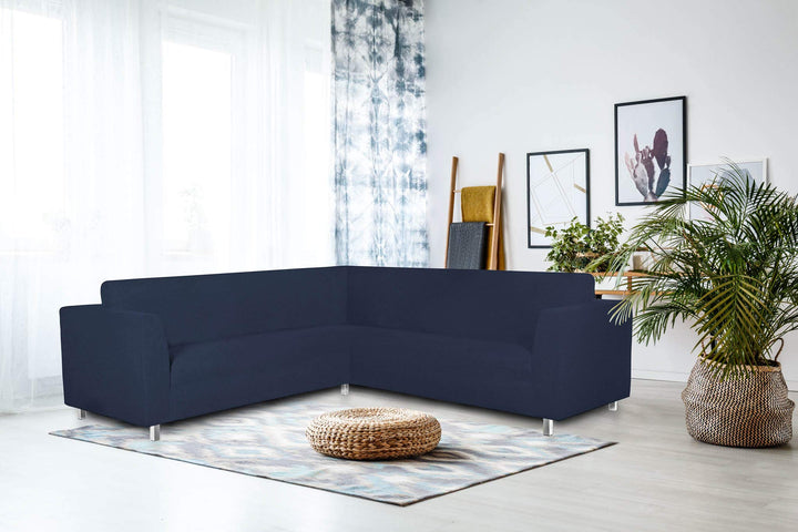 Italian Bed Linen Dehnbarer Spannbezug für Sofas Dahlia, 92% Polyester, 8% Elastometer, Dunkelblau,