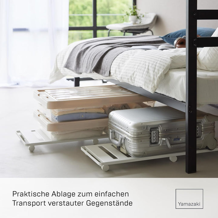 YAMAZAKI 1417 Tower Ablage mit Rollen, weiss, Stahl/Nylon, minimalistisch, 31 x 74,8 x 5,7 cm (L x B
