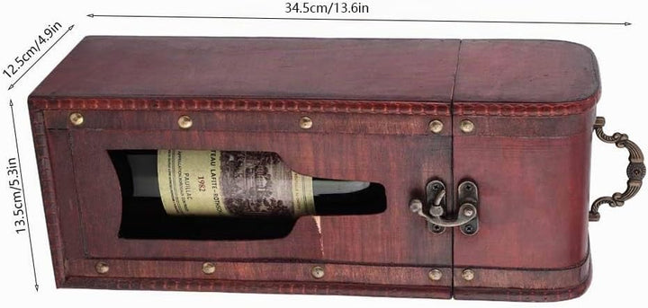 Weinflaschen-Geschenkbox aus Holz, Wein-Geschenkbox mit Griff, Dekorative Vintage-Geschenkbox für We