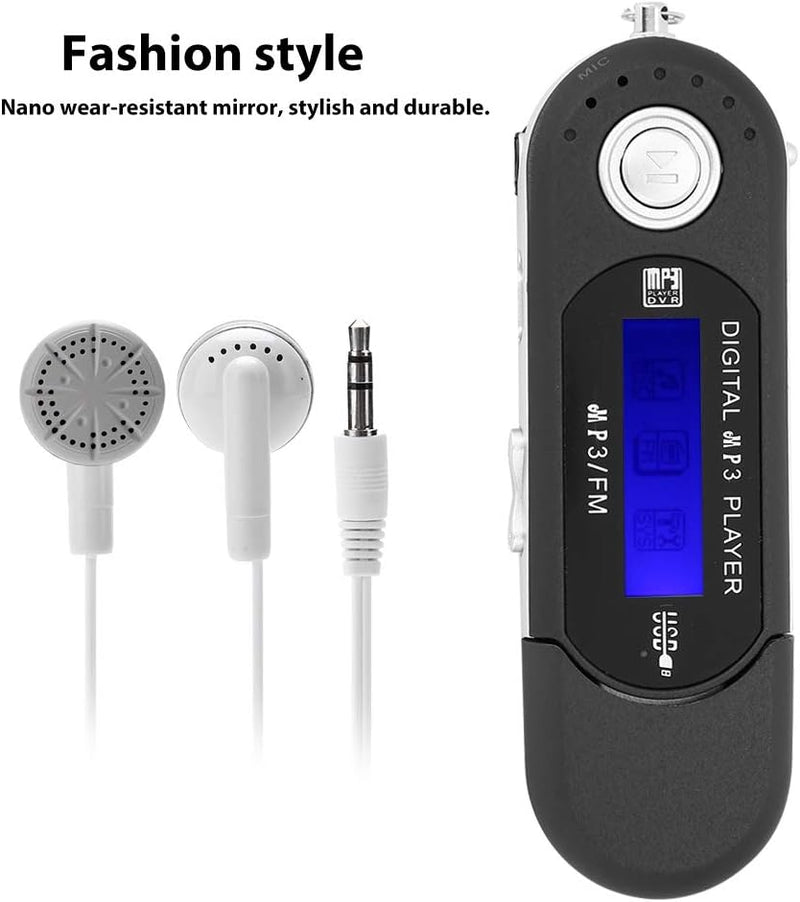 Digitaler MP3-Player Tragbarer Musik-MP3-USB-Player mit FM-Radio-Voice-Recorder-TF-Karte mit LCD-Bil