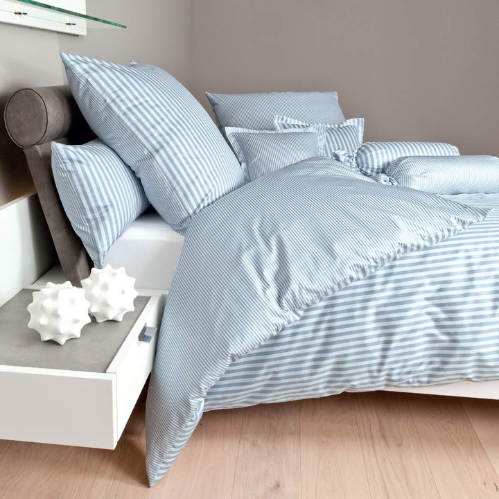 Janine 3912 Mako Seidensatin Wendebettwäsche modernclassic 155x220 cm + 80x80 cm perlblau 155 cm x 2
