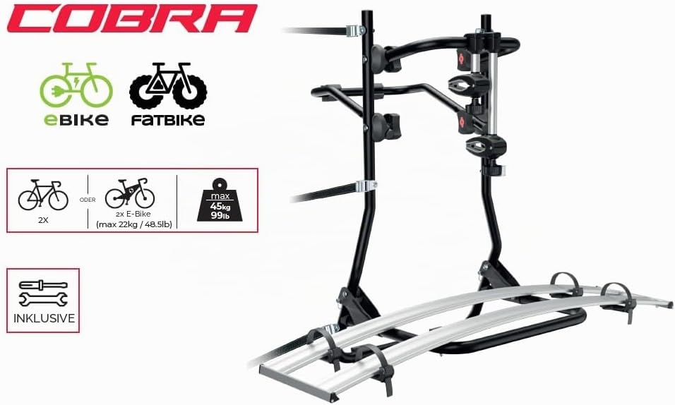 Portabici Posteriore COBRAP per 2 E-Bike Acciaio Argento