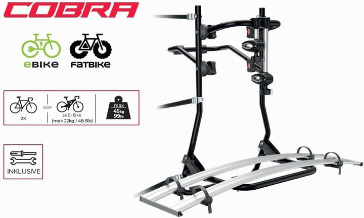 Portabici Posteriore COBRAP per 2 E-Bike Acciaio Argento