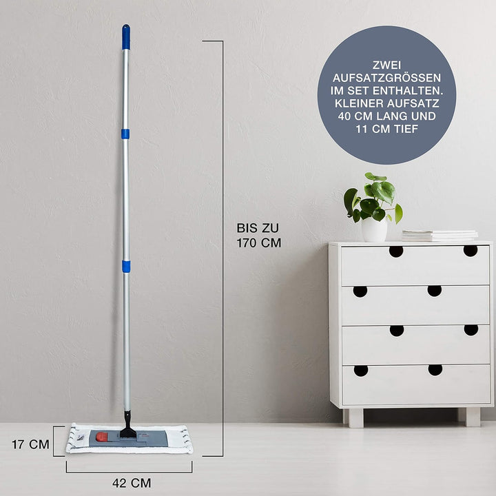 Putzen wie die Profis Bodenwischer-Set mit Teleskopstiel 170 cm Höhenverstellbar Wischmopp mit Magne