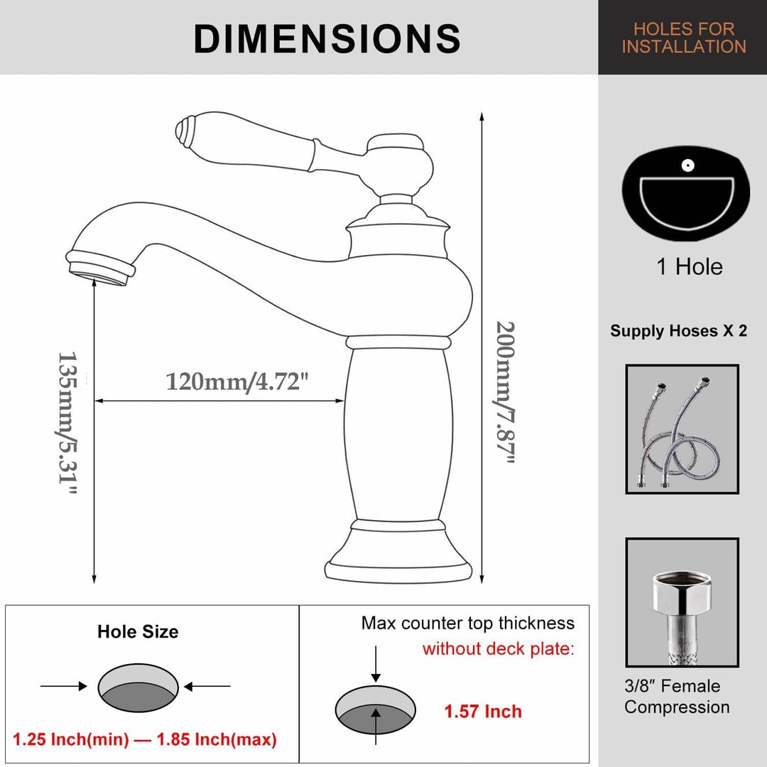 Beelee Schwarz Design Bad Armatur in Bad für Waschbecken Waschtisch Wasserhahn Waschtischarmatur Mes