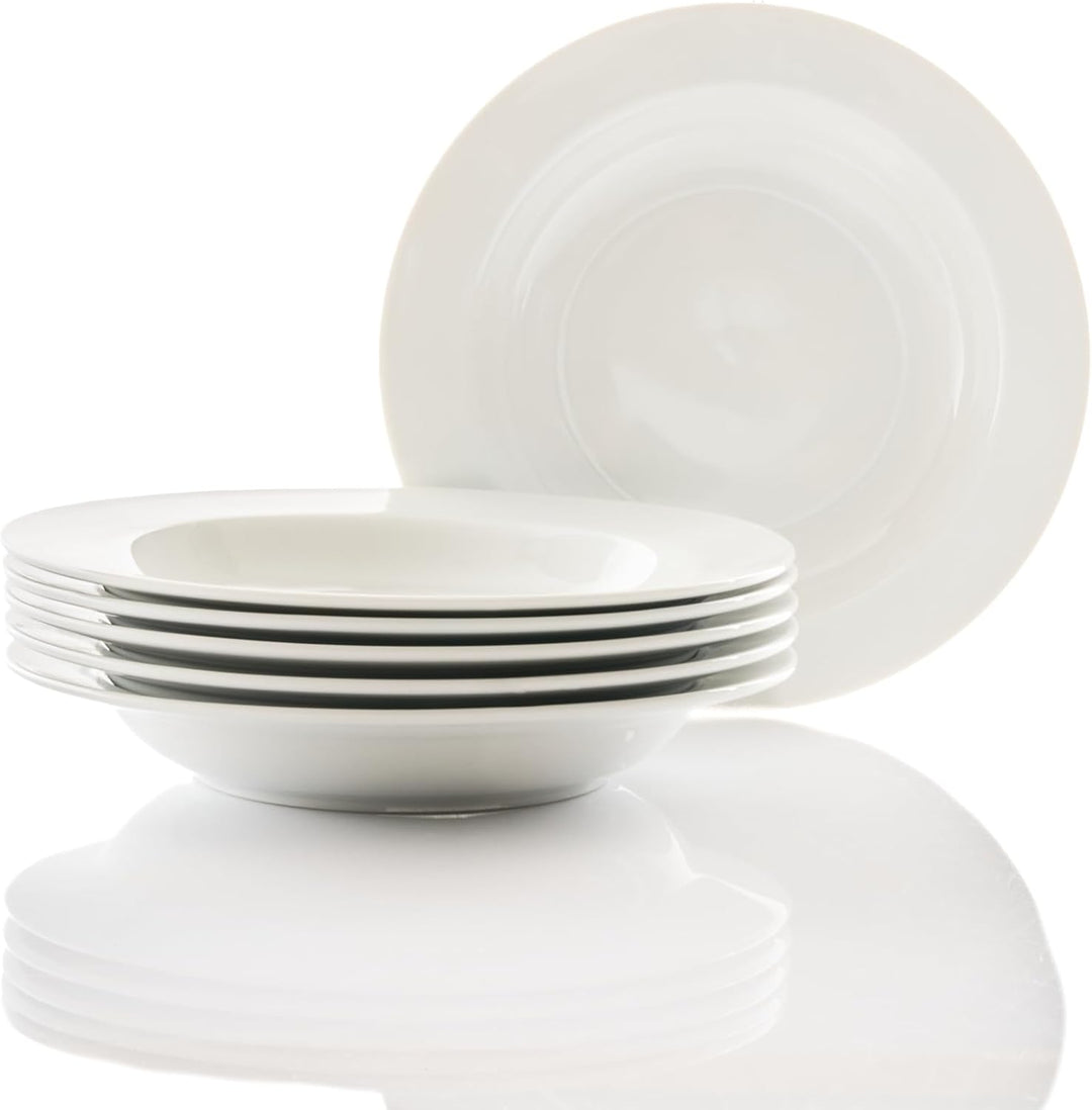 Retsch Arzberg Heike Weiss Suppenteller 21cm, Set 6-teilig, Porzellan uni weiss, rund