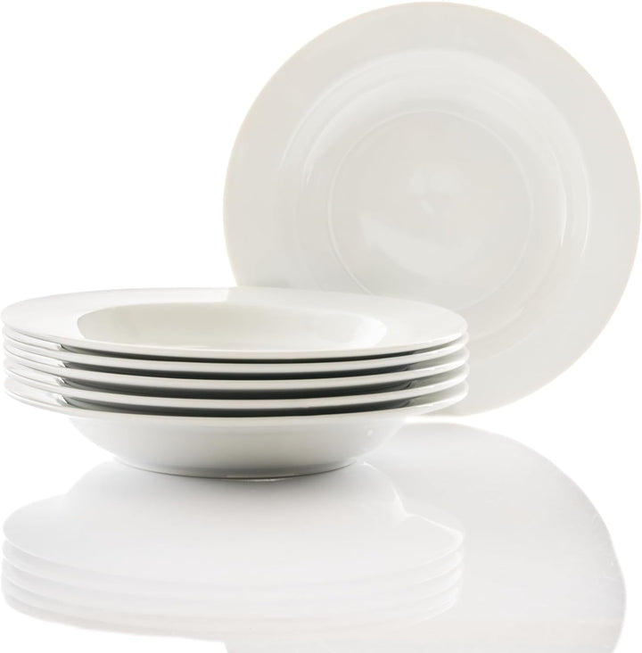 Retsch Arzberg Heike Weiss Suppenteller 21cm, Set 6-teilig, Porzellan uni weiss, rund