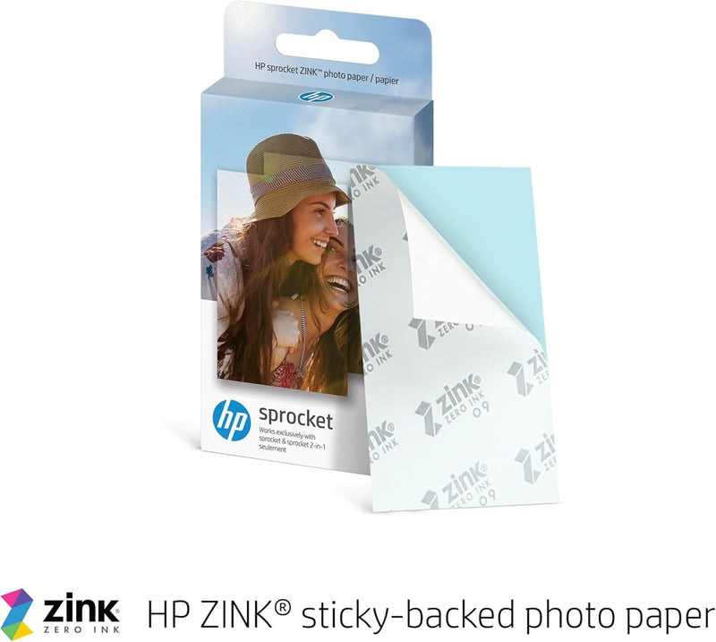 HP Sprocket 2x3" Sofortbilddrucker für Smartphones- Tragbarer, kabelloser Farbdrucker - Zink-Fotopap