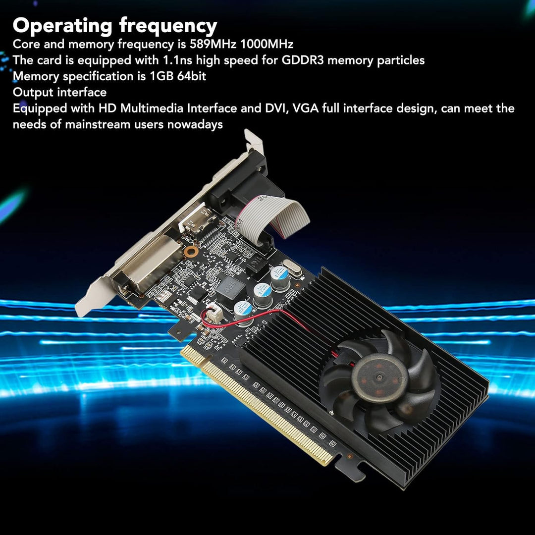 Bewinner Gaming-Grafikkarte, 1 GB DDR3 64-Bit-Grafikkarte, 589 MHz 1000 MHz 2560 X 1600 Grafikkarte,