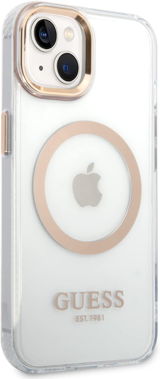 Guess GUHMP14MHTRMD Hülle für iPhone 14 Plus 6,7" Gold/Gold Hard case Metal Outline