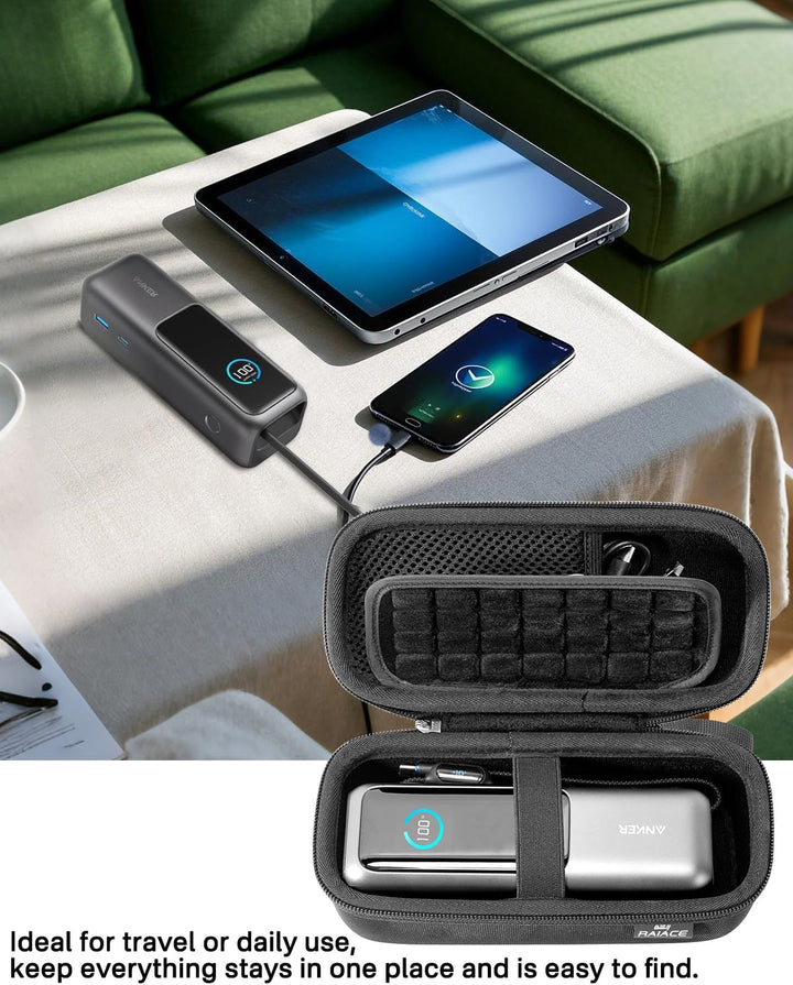 RAIACE Hartschalenetui kompatibel mit der Anker 25.000 mAh Powerbank, mit Netzfach für Kabel und Zub