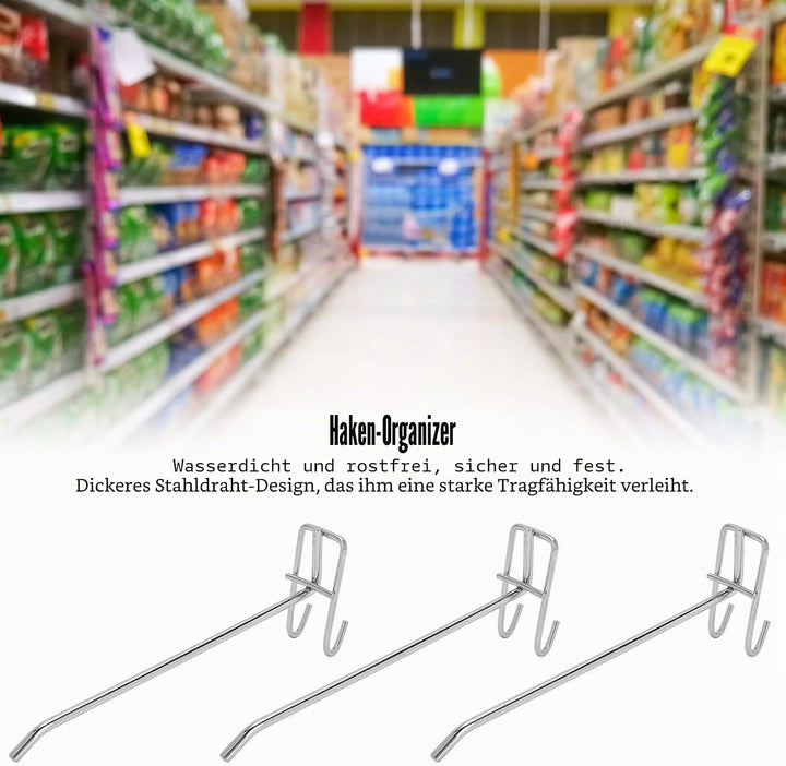 30 Stück Regalhaken, Schwerlast Supermarkt Haken Eisengitter Regal Haken Schmuck Display Regal Haken