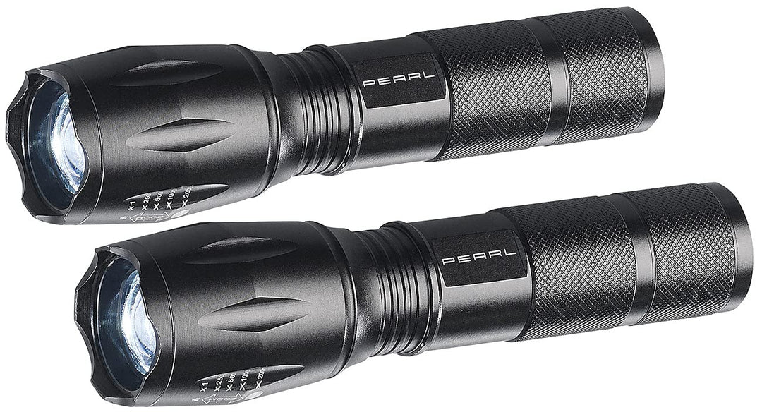 Akku Taschenlampe: 2in1-LED-Taschenlampe und Powerbank, 260 lm, 10 W, 1.200 mAh, 2er-Set (aufladbare