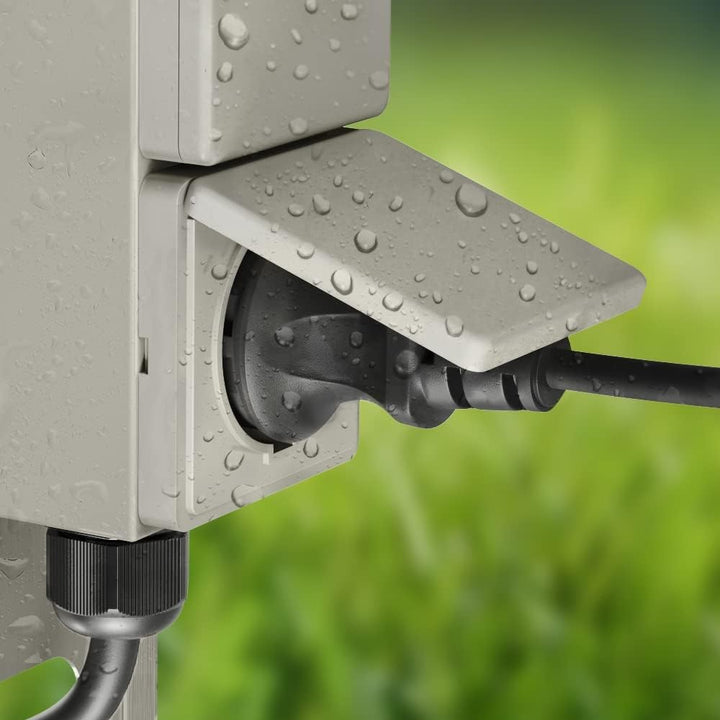 ledscom.de 3 Stück Garten Steckdosensäule PIWI mit Erdspiess für aussen, IP44, 2-Fach, Edelstahl, Ed
