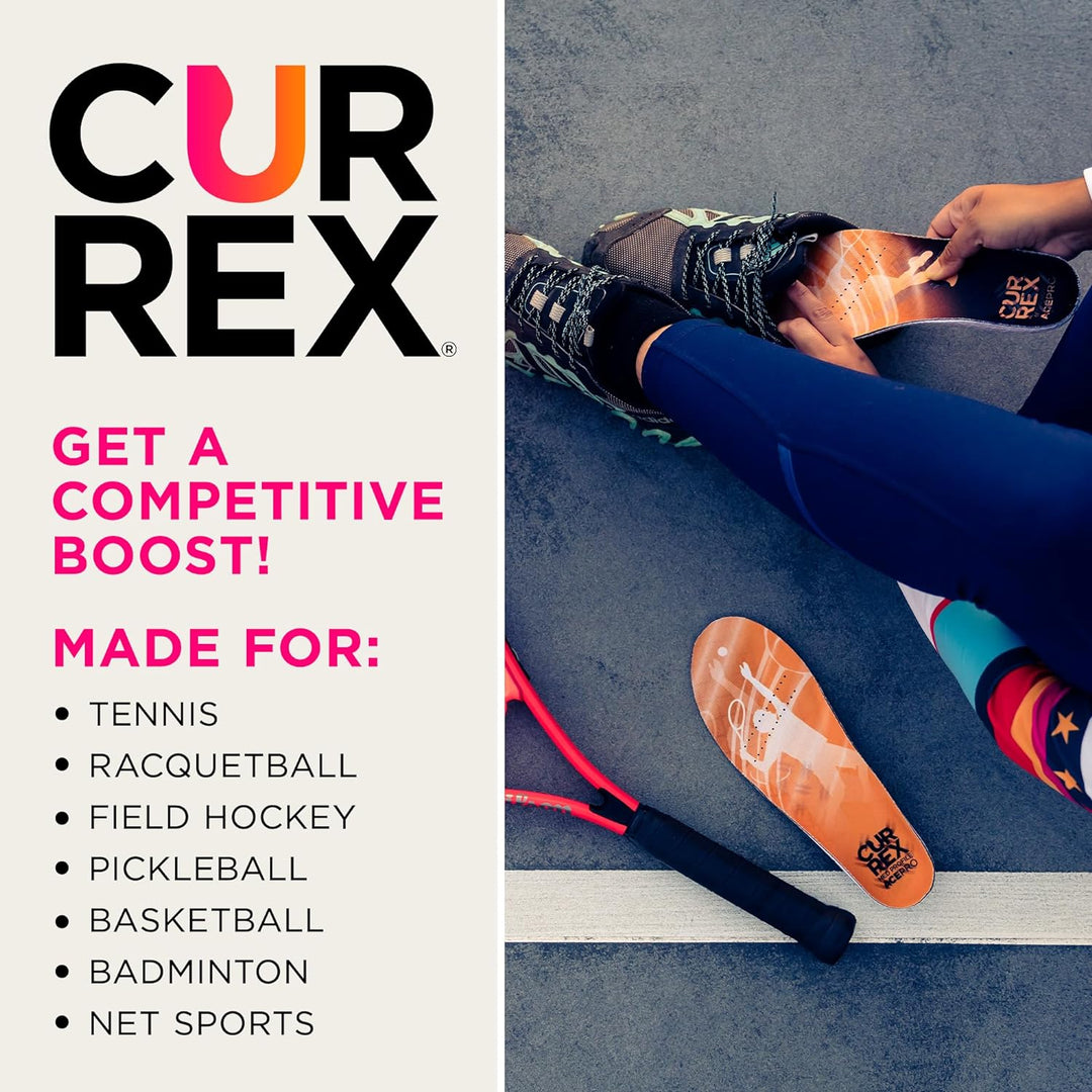 CURREX AcePro Einlegesohlen für Tennis- und Hallenschuhe - Optimal für Handball, Badminton und Volle