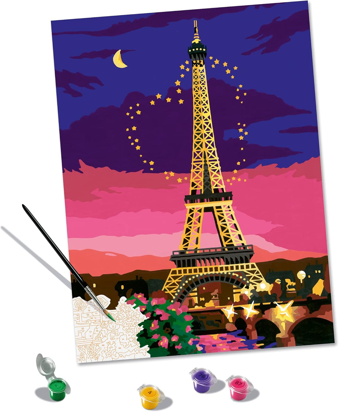 Ravensburger CreArt 23624 - Stadt der Liebe - Paris Malen nach Zahlen Erwachsene, DIY Malset mit Pin