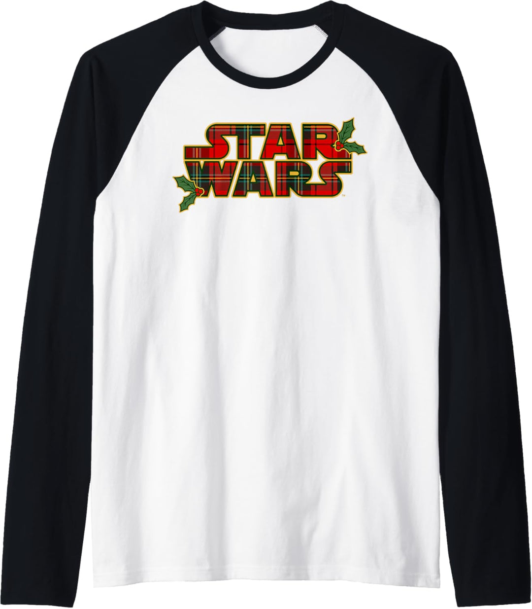 Star Wars Christmas Plaid Holly Logo Raglan