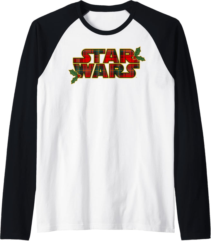 Star Wars Christmas Plaid Holly Logo Raglan