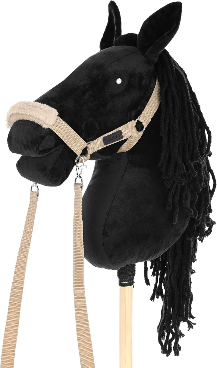 SKIPPI Halfter für Hobby Horse - Beige, Hobby Horse Zubehör, Zügeln und 2 Polster im Set, Universalg