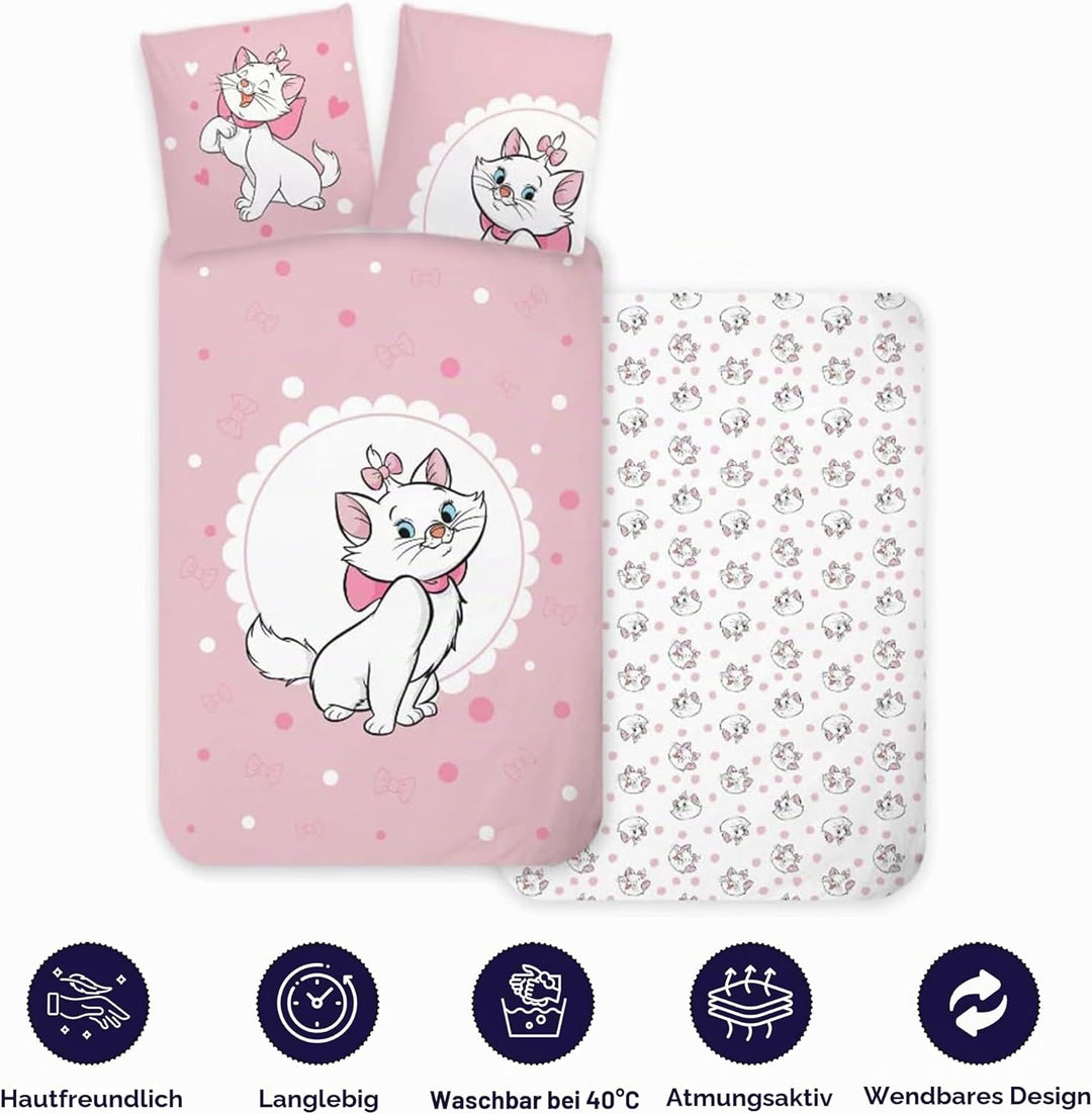 Disney Aristocats Marie Katzenbett Grösse Bettwäsche-Set | Bettbezug 100x135 cm + Kissenbezug 40x60