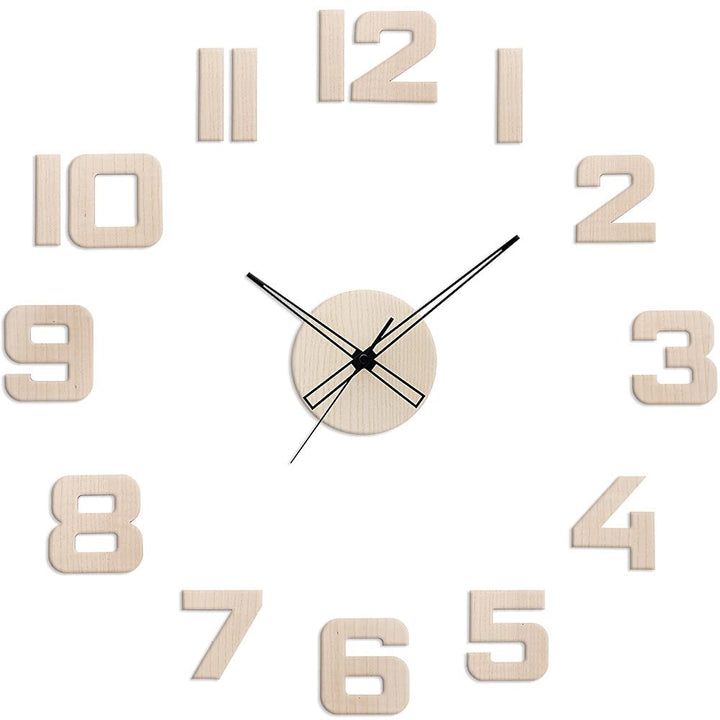 PRIM Veneer DIY Wanduhr, Made in EU, Holz Wand-Deko ∅ 600-1000 mm, 3D Ziffern, Gross XXL, Für Küche,