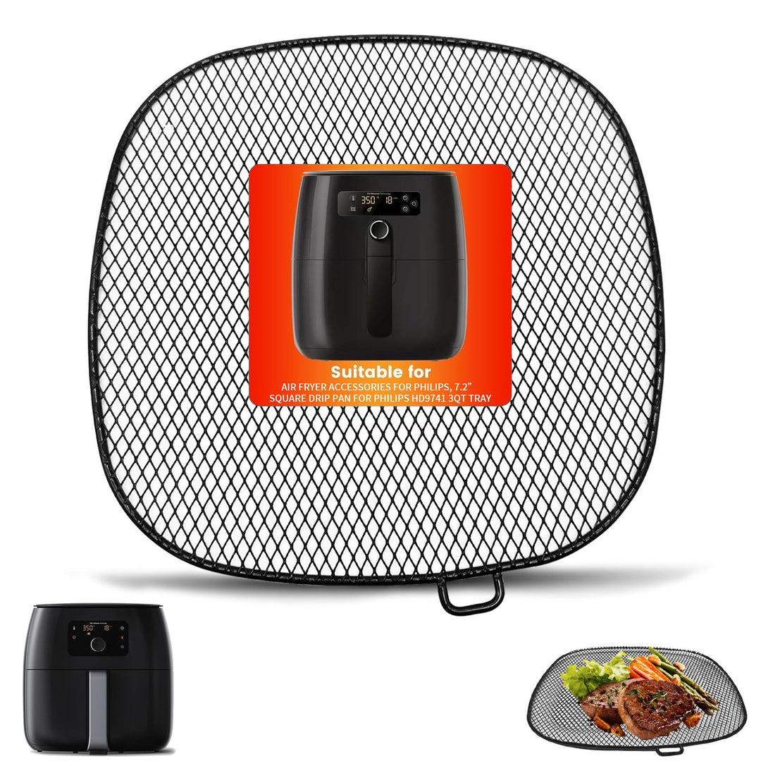 Air Fryer Zubehör für Philips, 18,3 cm quadratische Abtropfschale für Philips HD9741 3QT Tray Rack k