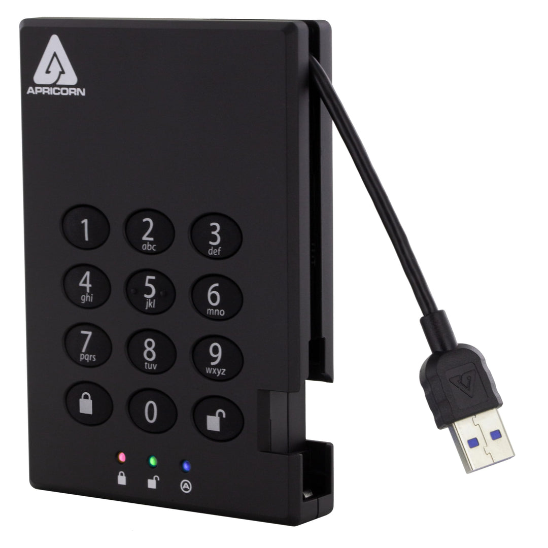 Apricorn 1 TB Aegis Schloss mit Zahlenkombination zum Verschlüsseln Einer USB 3.0 256-Bit AES XTS tr