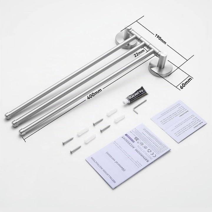 Auralum Handtuchhalter ohne Bohren/mit Bohren,180° Klappbar Handtuchstange Edelstahl Kann 5 KG Trage