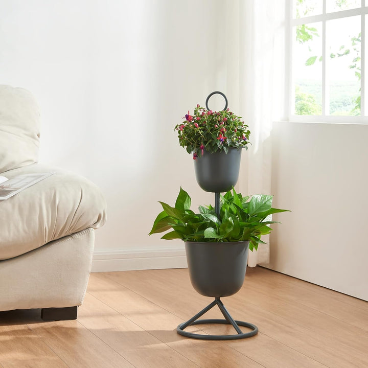 [en.casa] Blumenständer Alphen Blumentopfständer mit 2 Pflanztöpfen Blumentopfregal Pflanzenständer