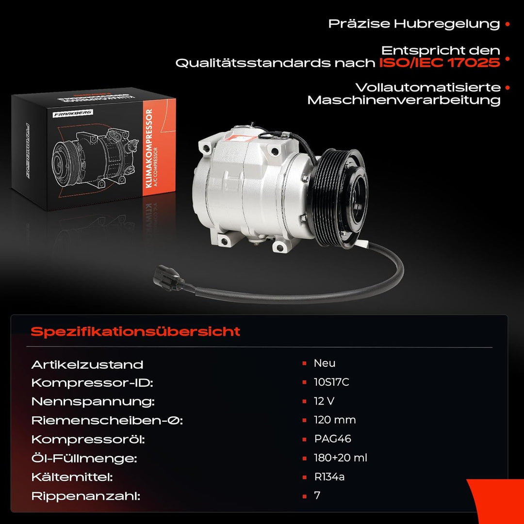Frankberg Klimakompressor Klimaanlage Kompatibel mit Pajero III V6 W V7 W 3.5L Benzin 2000-2007 Repl